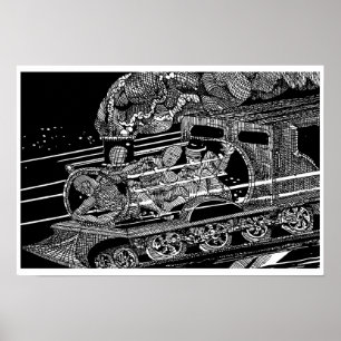POSTER TRAIN À VAPEUR PAR BARRY COOKE