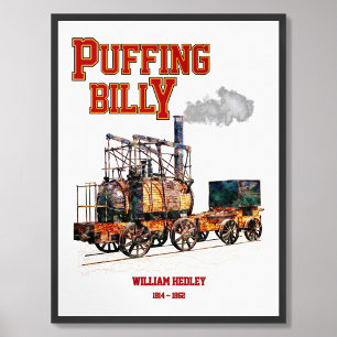 Poster Train à vapeur Puffing Billy Locomotive anglaise