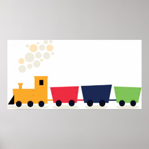 Poster Train coloré de dessin animé