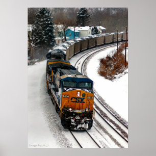 Poster Train de charbon en hiver