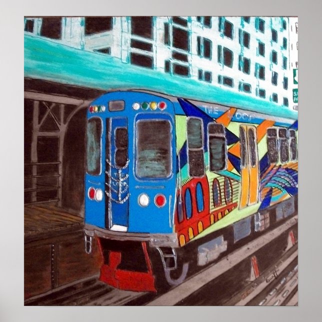 Poster Train de Chicago Grafitti El (Devant)