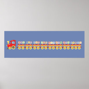 Poster Train de jouets portant des blocs d'alphabet