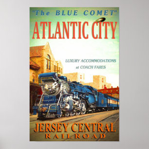 Poster Train de passagers Blue Comet