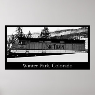 Poster Train de ski de parc d'hiver