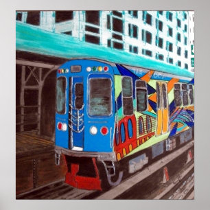 Poster Train d'EL de graffiti de Chicago