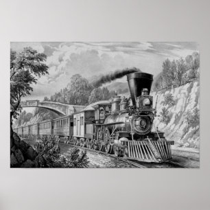 Poster Train Express - Chemin de fer Vintage