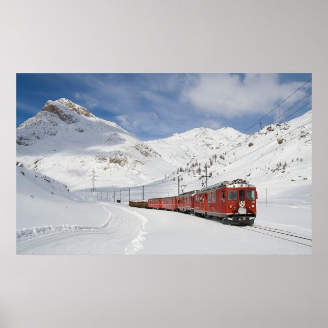 Poster Train local sur la ligne Bernina (Devant)