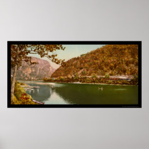 Poster Train Passage par le Delaware Water Gap 1900