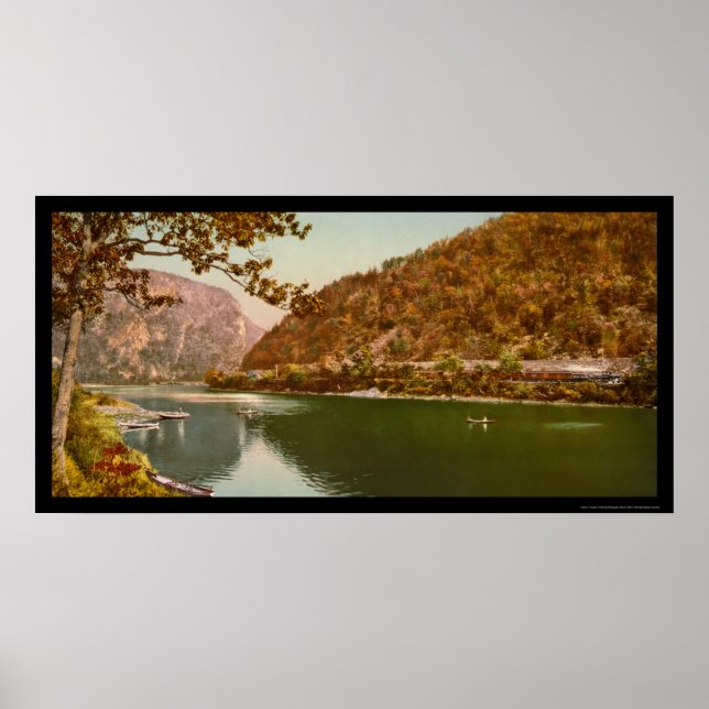 Poster Train Passage par le Delaware Water Gap 1900 (Devant)