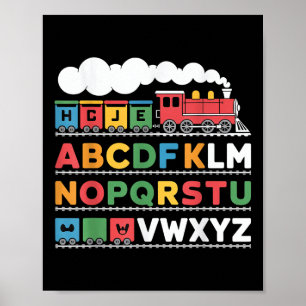 Poster Train Railroad Lover Abc Alphabet A-z Abcs Kinderg