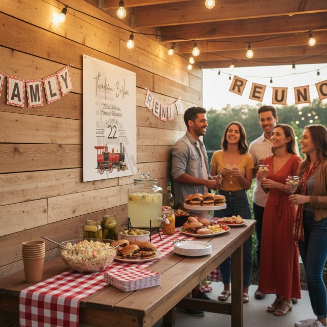 Poster Train rouge Reunion (Family Reunion Red Train Poster)