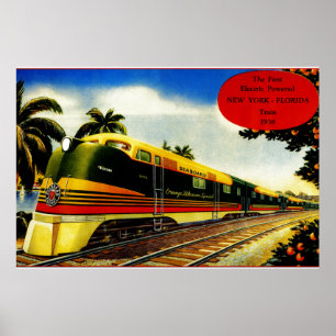 Poster Train spécial Orange Blossom vintage 1939