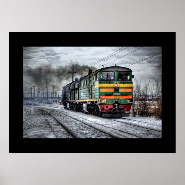 Poster Train Steam Railroad Steampunk Engine Destinée (Devant)