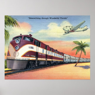 Poster Train Streamliner, Merveilleuse Floride, Vintage