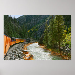 Poster Train suivant la rivière Animas, Colorado