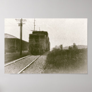 Poster Train sur les voies ferrées Locomotive rétro