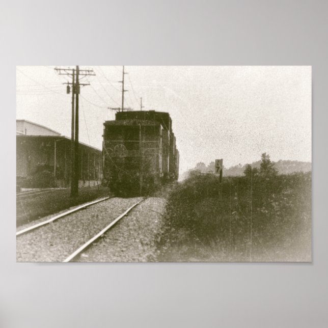 Poster Train sur les voies ferrées Locomotive rétro (Devant)