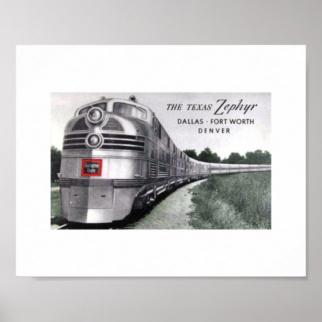Poster Train Texas Zephyr Vintage (Devant)
