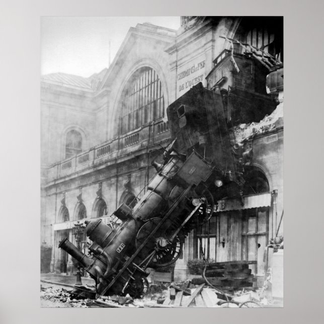 Poster Train Wreck à la gare Montparnasse à Paris 1895 (Devant)