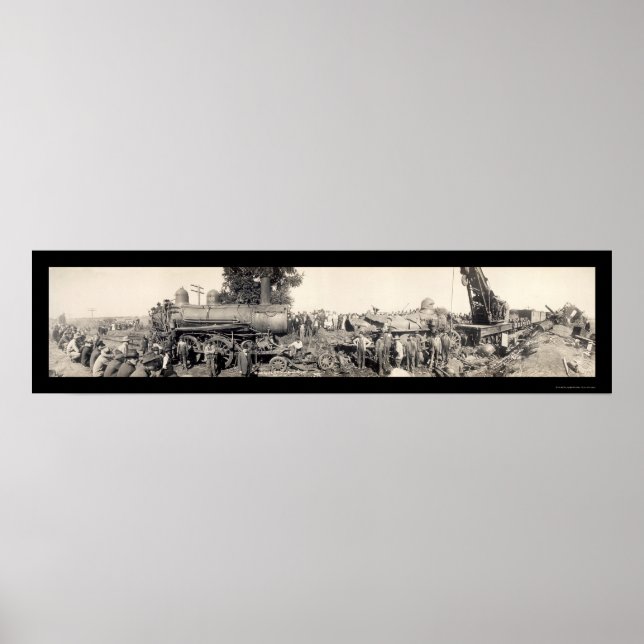 Poster Train Wreck Illinois Photo 1909 (Devant)