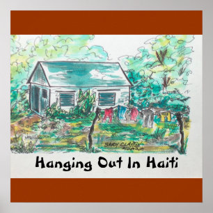 Poster "Traînant en le Haïti"   (affiche).