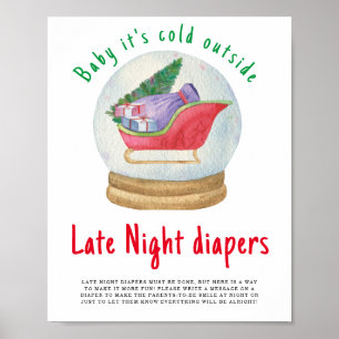 Poster Traîneau du Père Noël - Couches pour la nuit