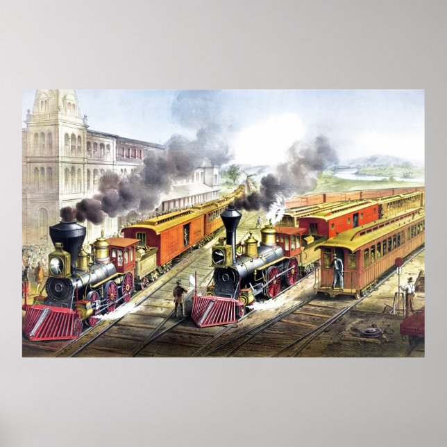 Poster Trains à vapeur vintages Illustration de voyage Ar (Devant)