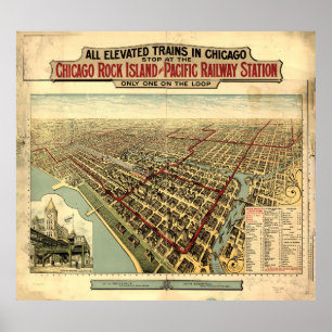 Poster Trains élevés à Chicago (1897)