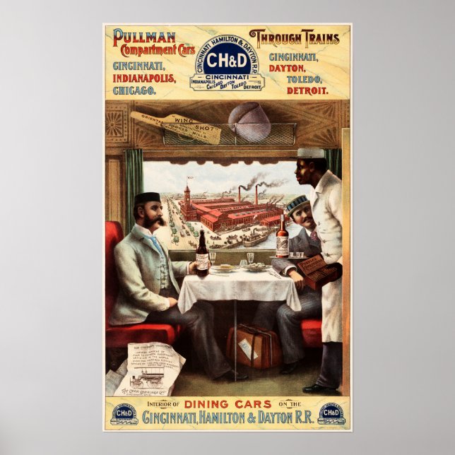 Poster TRAINS PULLMAN via Cincinnati Indianapolis Dayton (Devant)