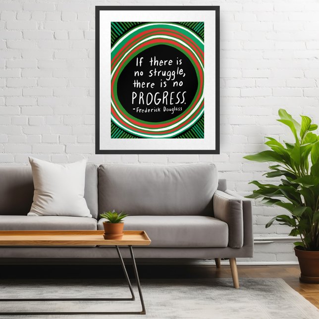 Poster Traitement des devis en double verre (Struggle Progress Douglass Quote Handlettering Poster Wall Art Custom )