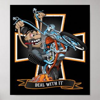 Poster Traitez avec elle - motards chevauchant un dessin 