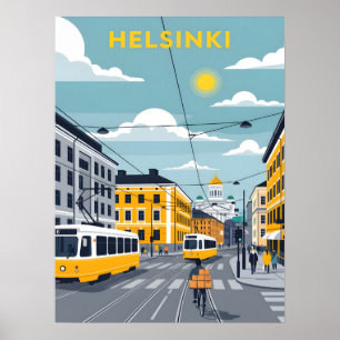 Poster Tramway d'Helsinki – Paysage urbain de Finlande