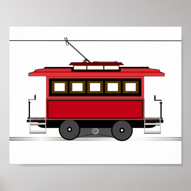 Poster Tramway Streetcar Tramway Kids Décor Imprimer l'af (Devant)