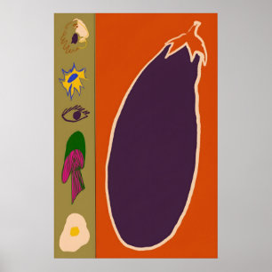 Poster Tranche d'aubergine Japonaise Bauhaus Abstrait For
