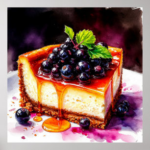 Poster Tranche de cheesecake aux myrtilles pour la cuisin