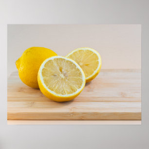 Poster Tranches de citron jaune Photographie de nourritur
