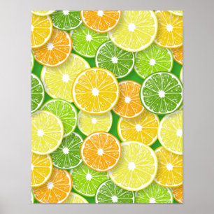 Poster Tranches de fruits citriques pop art 3