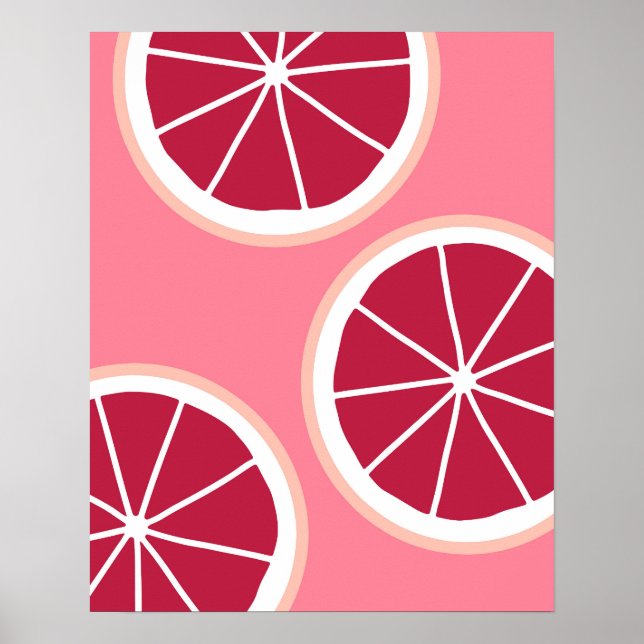 Poster Tranches de pamplemousse rose (Devant)