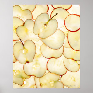 Poster tranches de pommes rétroéclairées et disposées en