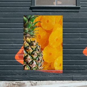 Poster Tranches deananas et deananas coupées en petits mo