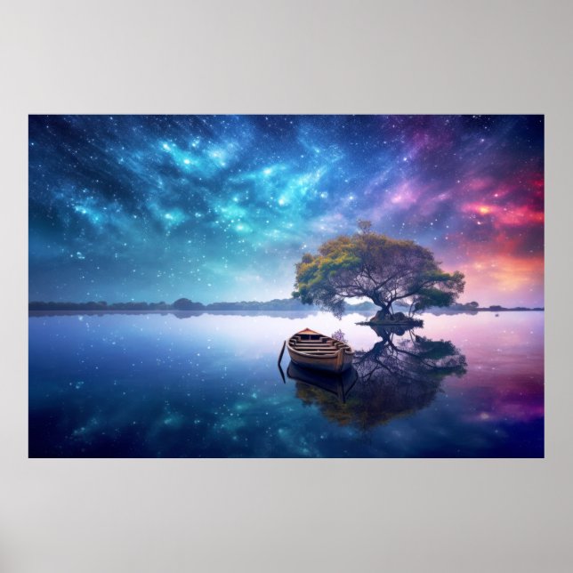Poster Tranquil Lake Nature Monde Paysage fantastique Art (Devant)