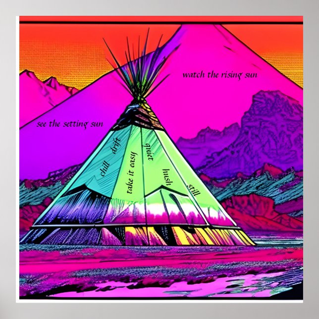 Poster TRANQUIL TEPEE - calme hush encore. Texte modifiab (Devant)