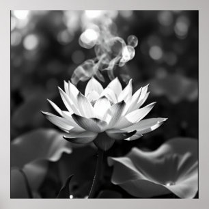 Poster Tranquillité florissante : Lotus Charcoal Art