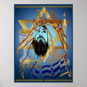 Poster Transférer l'impression bleue Collage