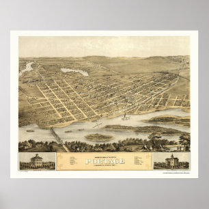 Poster Transport, carte panoramique de WI - 1868
