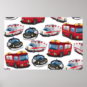 Poster Transport des services de police, d'ambulance et d