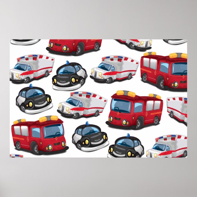 Poster Transport des services de police, d'ambulance et d (Devant)