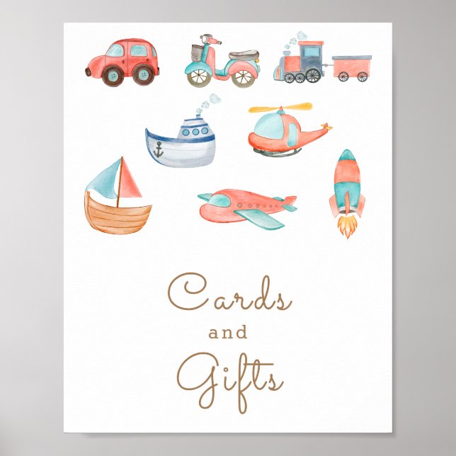 Poster Transport Garçon Anniversaire Cartes de fête et ca (Devant)