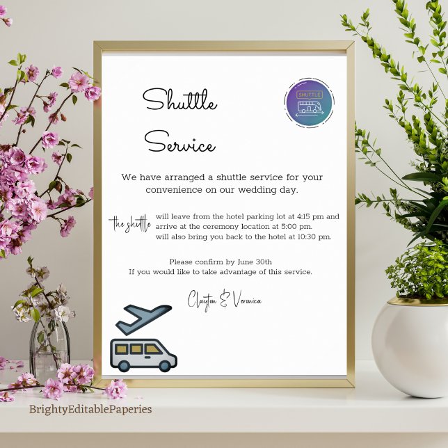 Poster Transport gratuit pour nos clients Mariages (Créateur téléchargé)