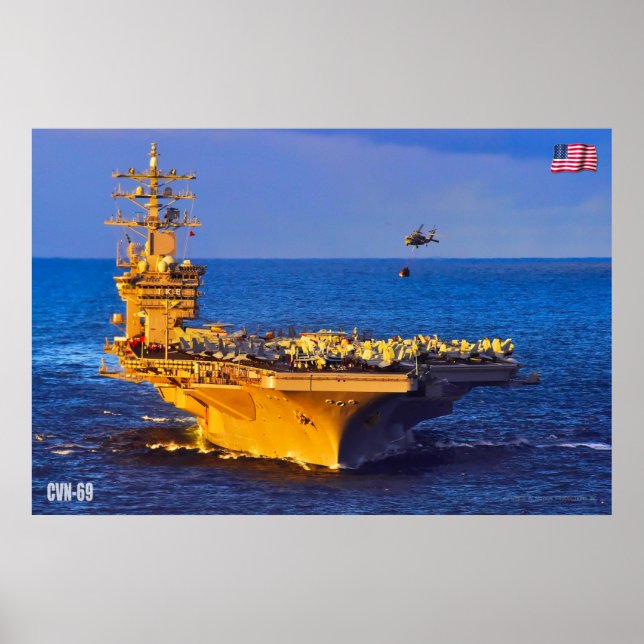 POSTER TRANSPORTEUR D'AÉRONEF AMÉRICAIN - CVN-69 (Devant)